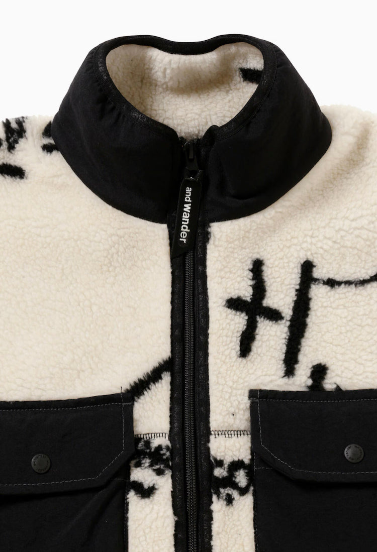 【and wander】Daijiro OHARA map key boa jacket