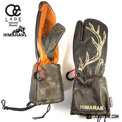 【HIMARAK GLOVE】 LADE Limited Edition / Trigger Mitten Zipper - BROWN CRUCK x LT BROWN Leather