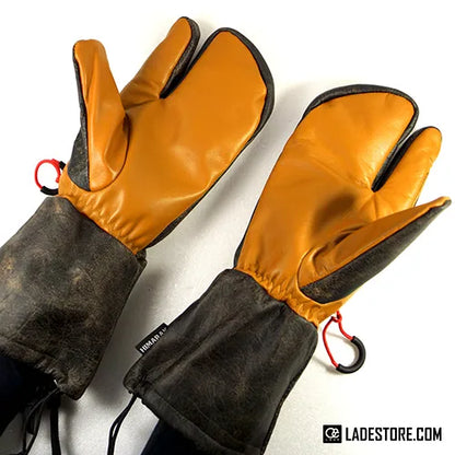 【HIMARAK GLOVE】 LADE Limited Edition / Trigger Mitten Zipper - BROWN CRUCK x LT BROWN Leather