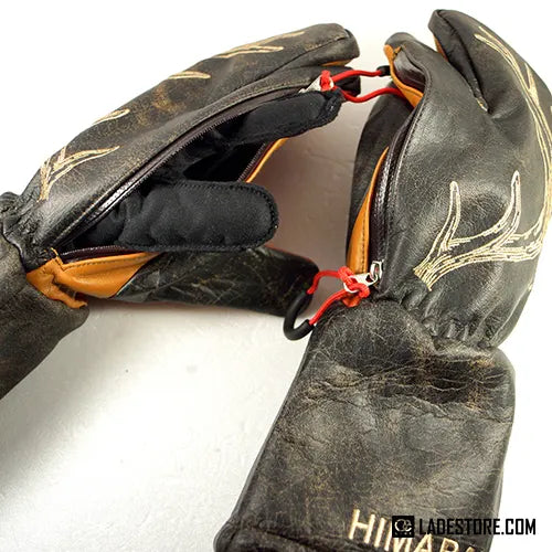 【HIMARAK GLOVE】 LADE Limited Edition / Trigger Mitten Zipper - BROWN CRUCK x LT BROWN Leather