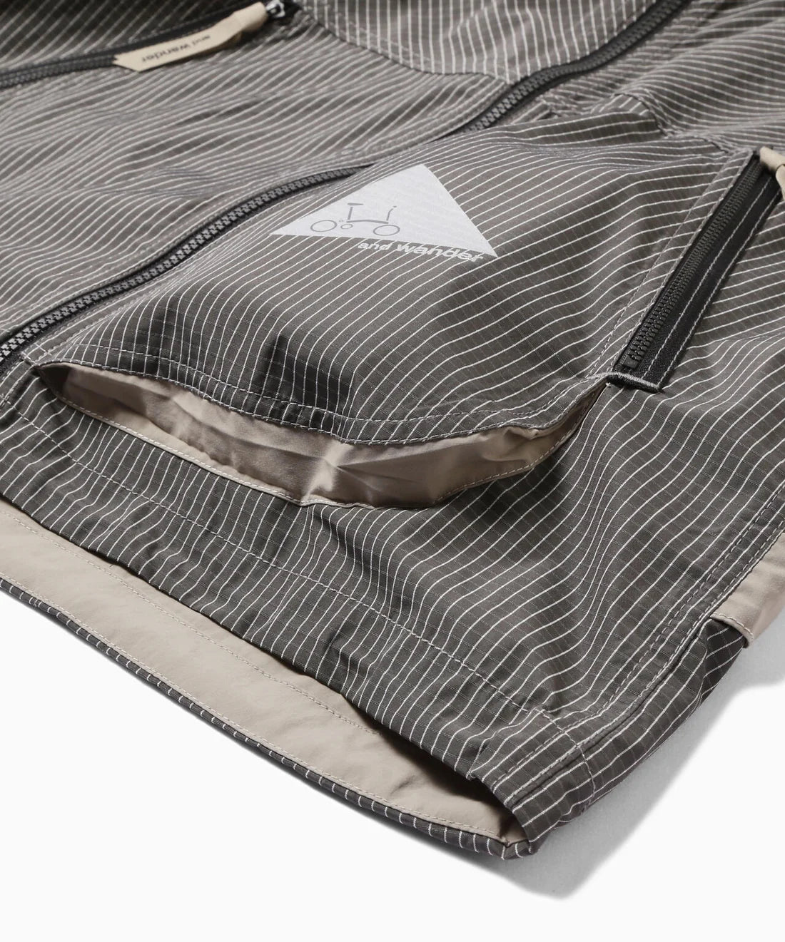 【and wander】Brompton × reflective rip hoodie