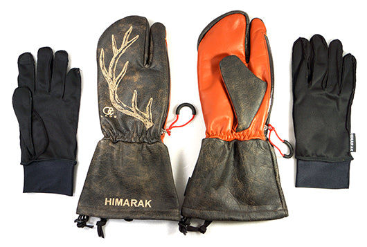 【HIMARAK GLOVE】 LADE Limited Edition / Trigger Mitten Zipper - BROWN CRUCK x BURGUNDY Leather